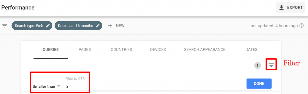 search console filter